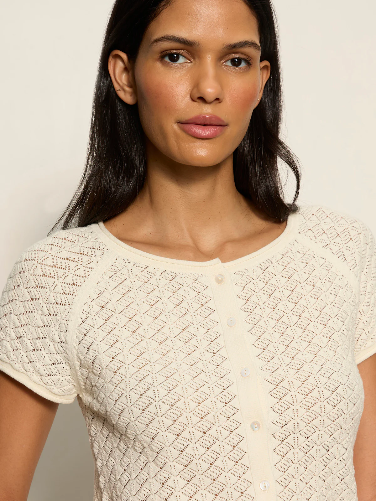 All In Pointelle Button Top Collagen - Image 4