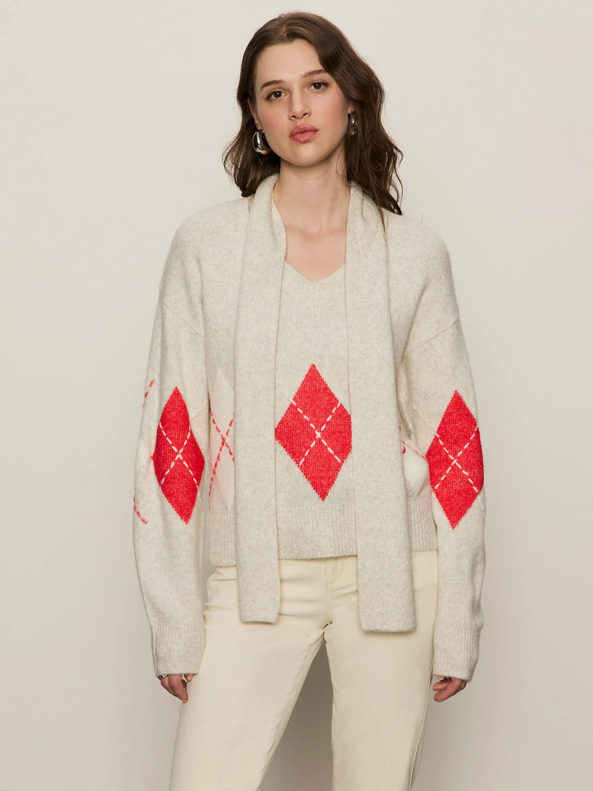 Argyle Scarf Sweater Tulip Multi Argyle - Image 2