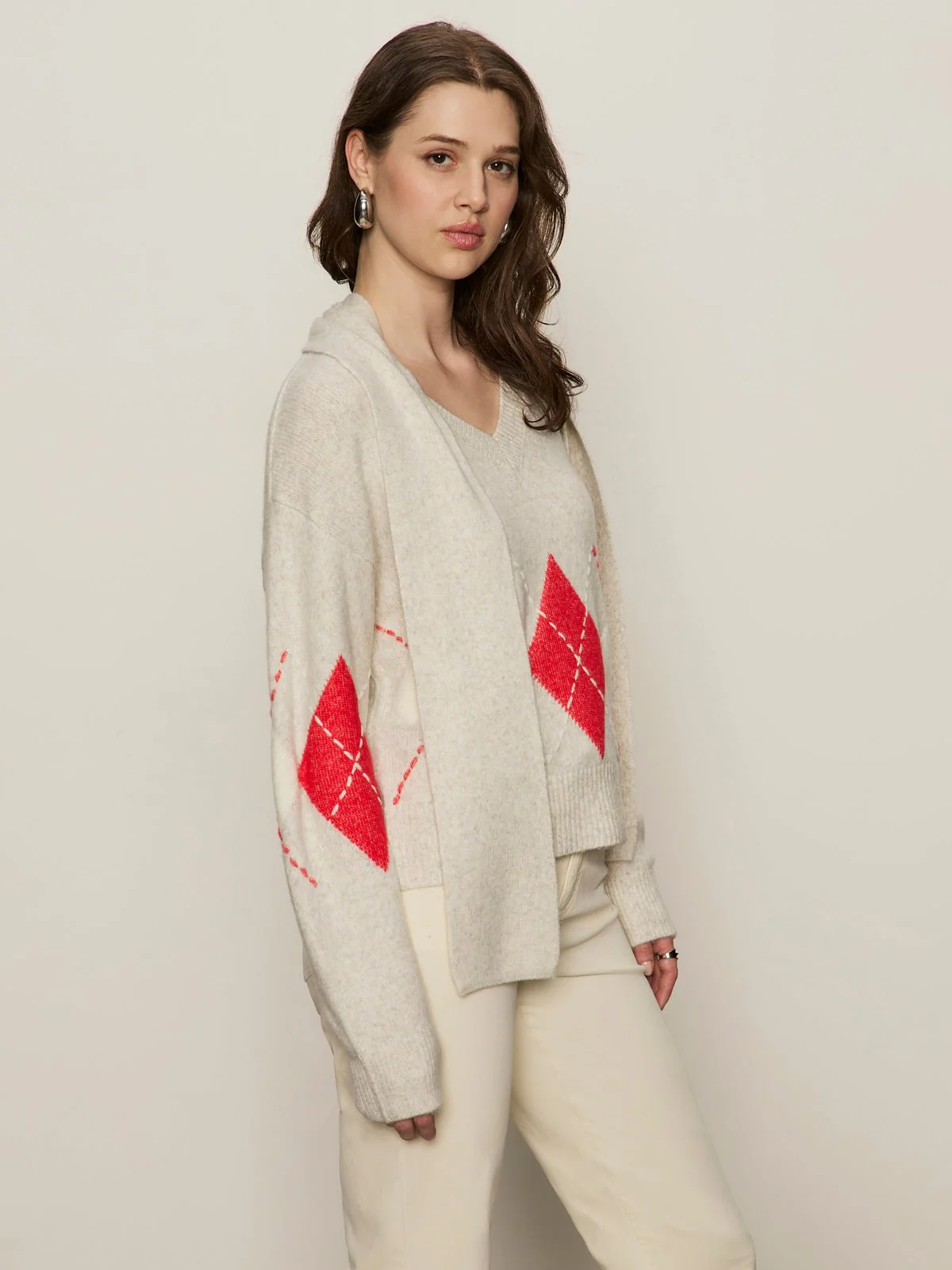 Argyle Scarf Sweater Tulip Multi Argyle - Image 3