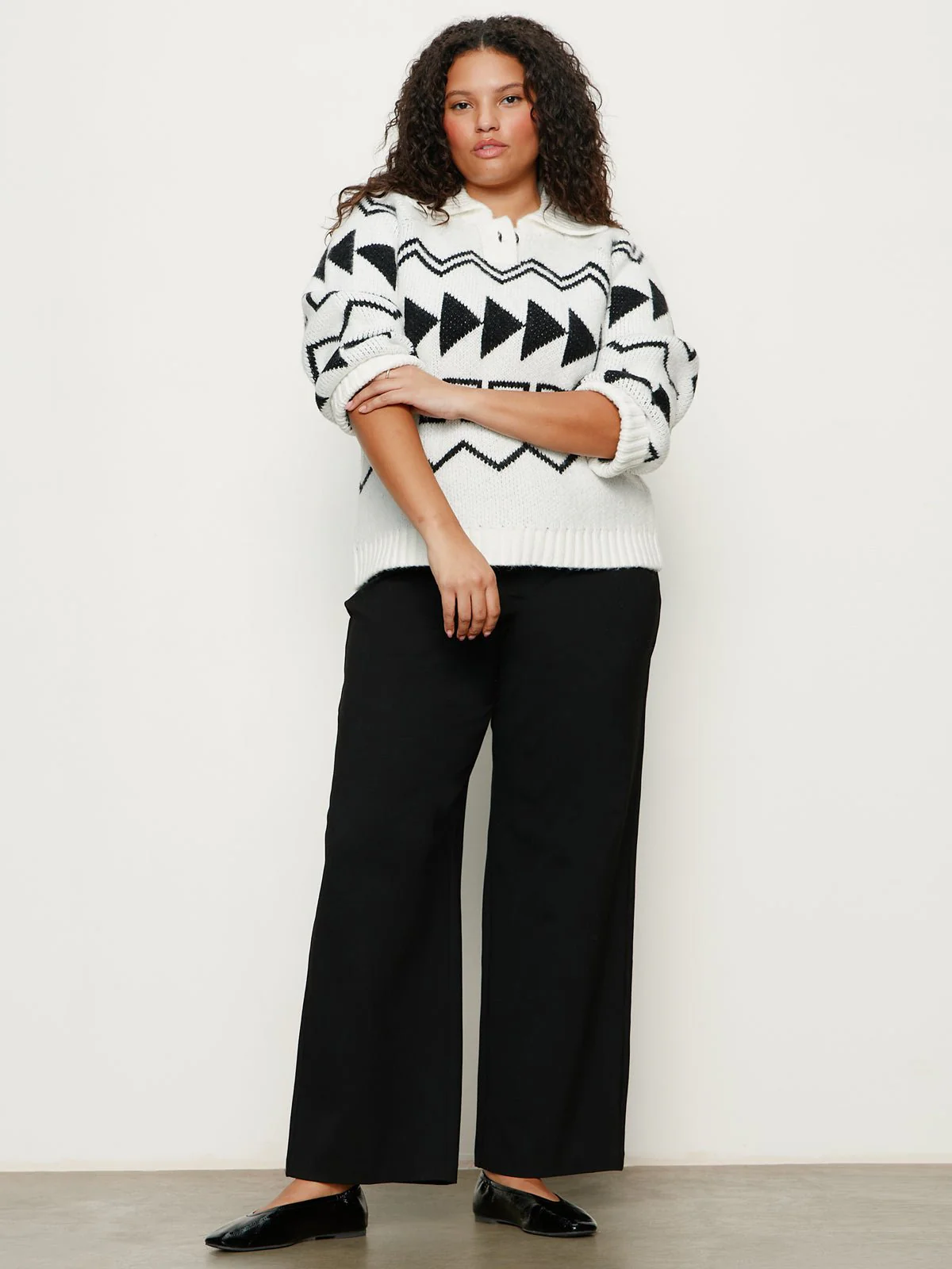 Below Zero Fairisle Popover Chalk And Black Fairisle Extended Sizing - Image 6