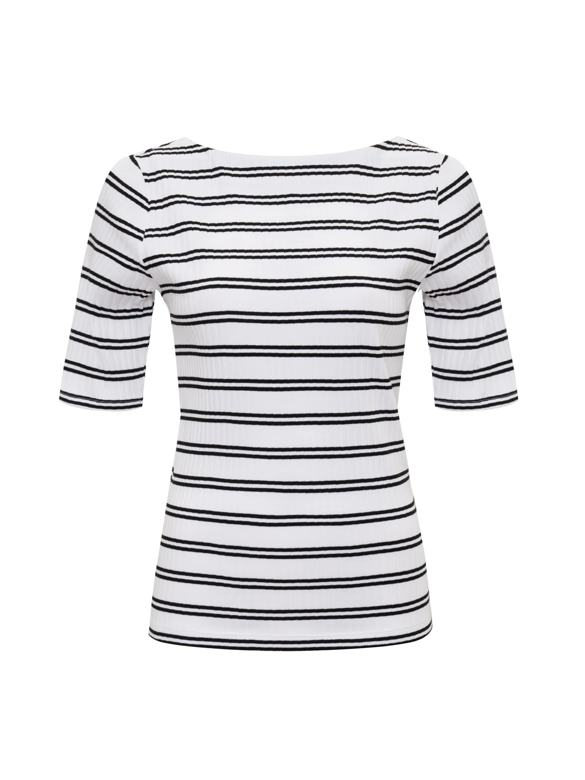 Boatneck Ribbed Top Chalk/Black Stripe - Image 6