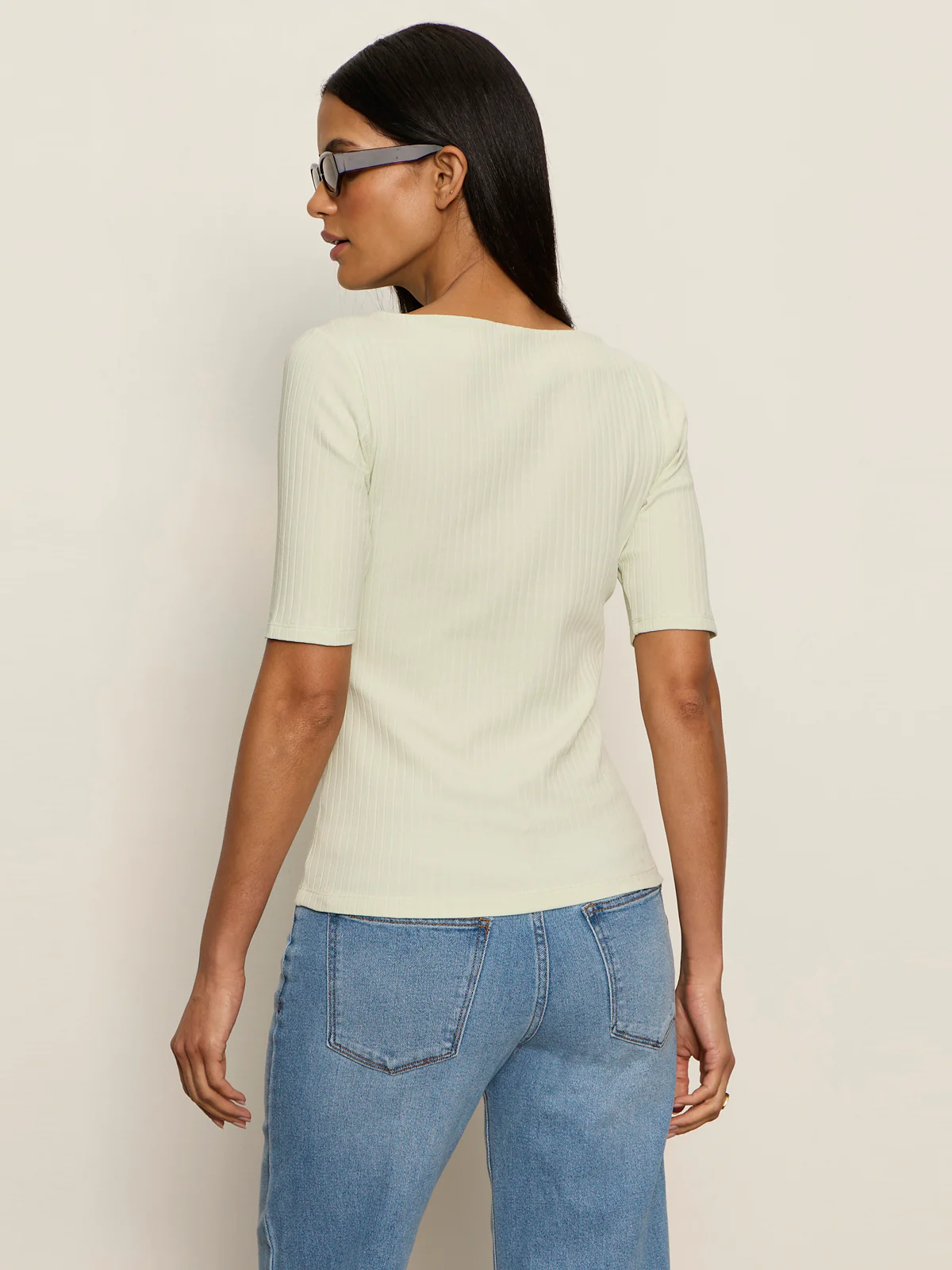 Boatneck Ribbed Top Green Mist - Image 2