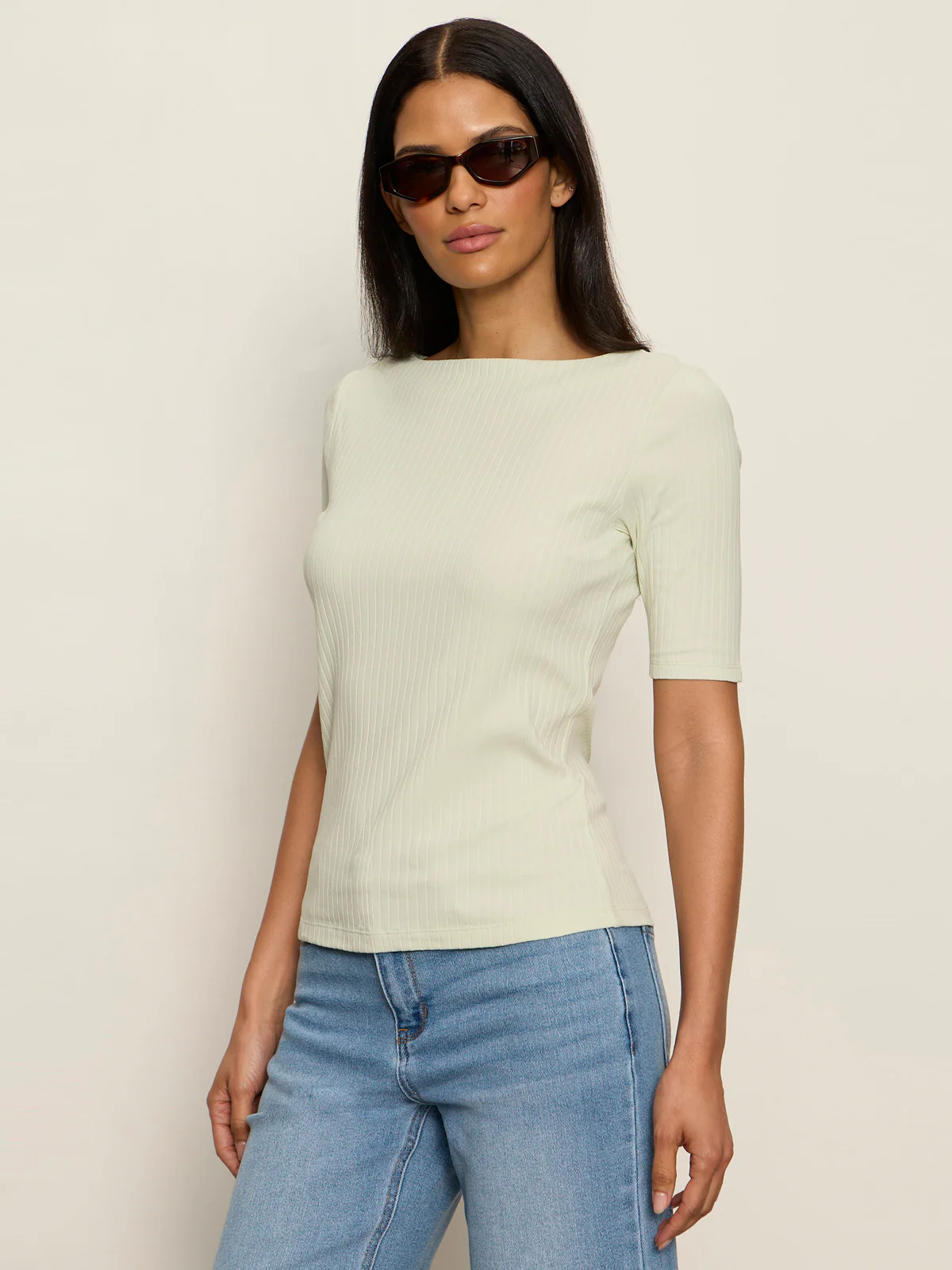 Boatneck Ribbed Top Green Mist - Image 3