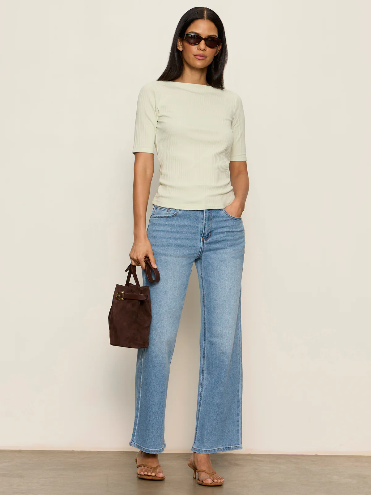 Boatneck Ribbed Top Green Mist - Image 5