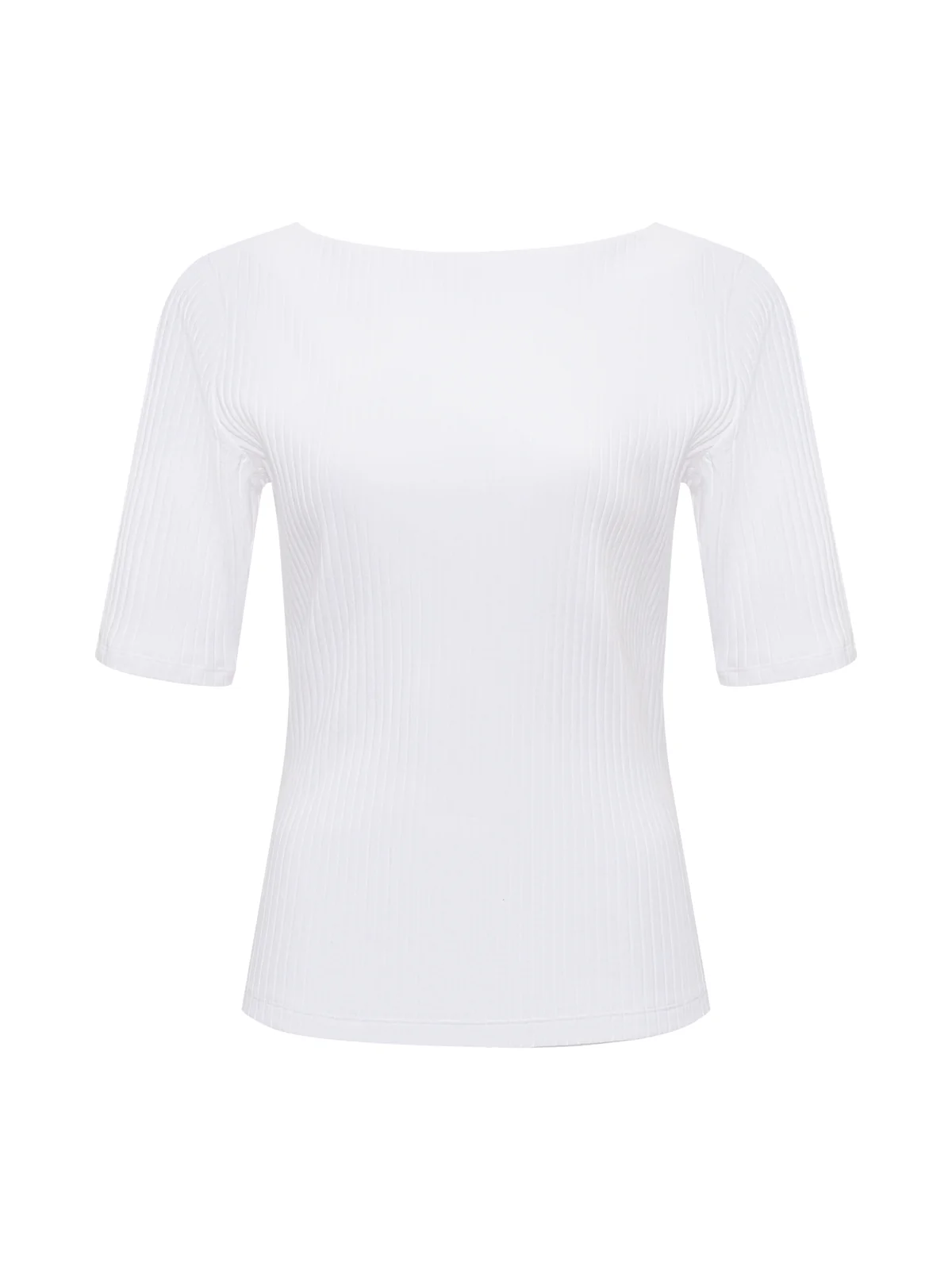 Boatneck Ribbed Top White - Image 7