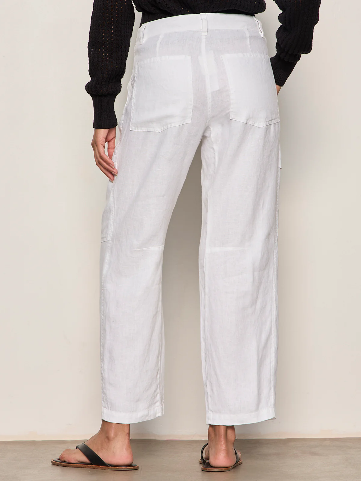 Boyfriend Linen Utility Pant White - Image 2