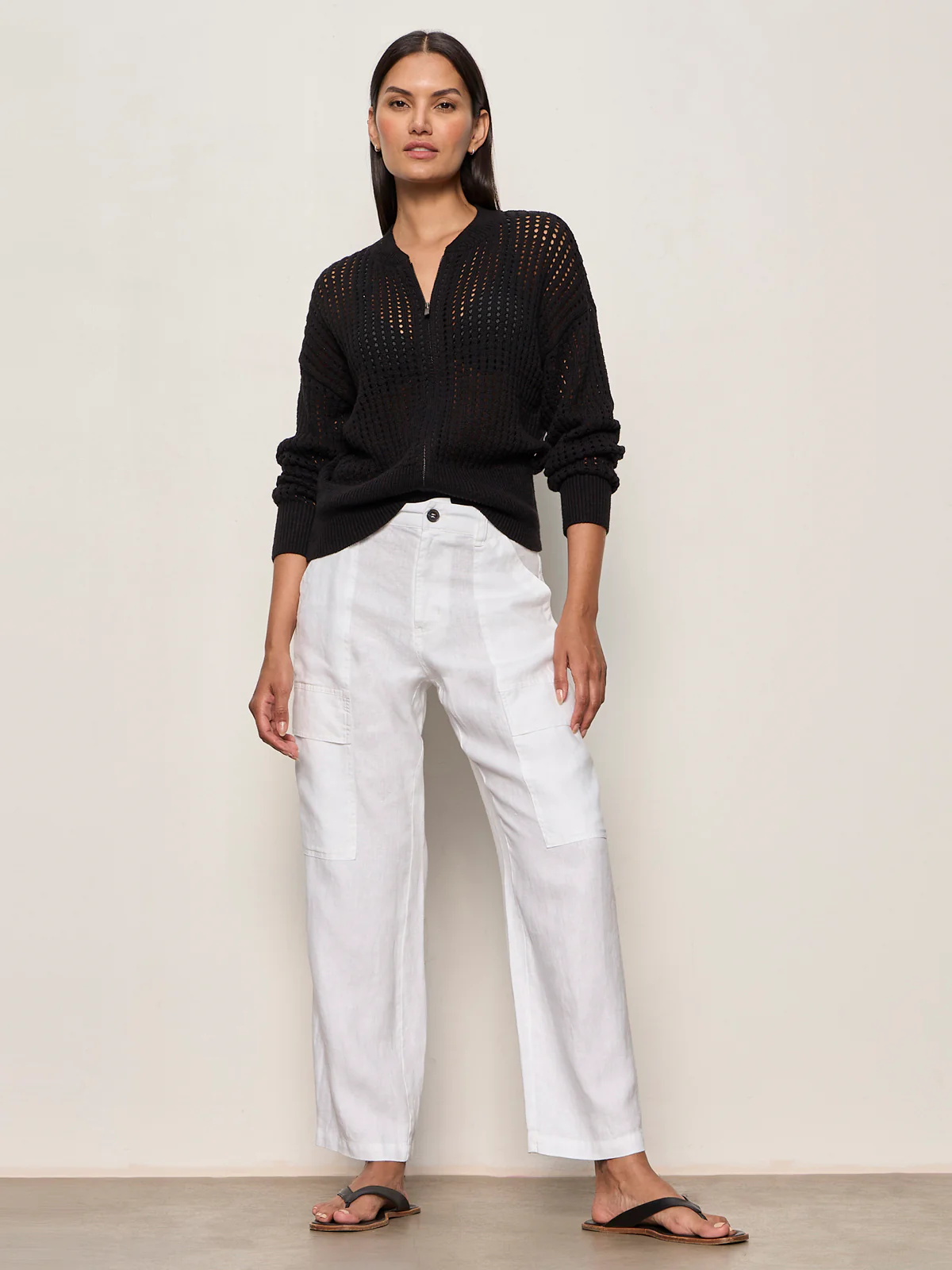 Boyfriend Linen Utility Pant White - Image 6
