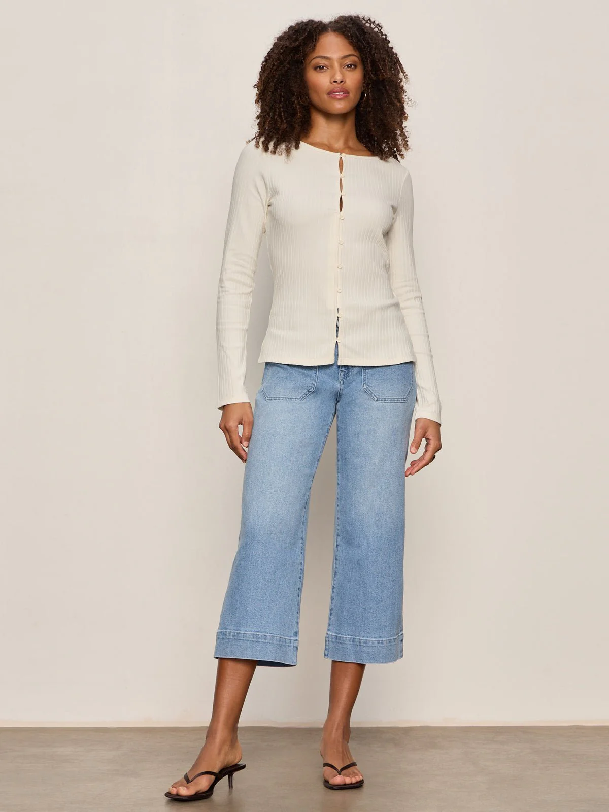 Button Front Ribbed Top Collagen - Image 6