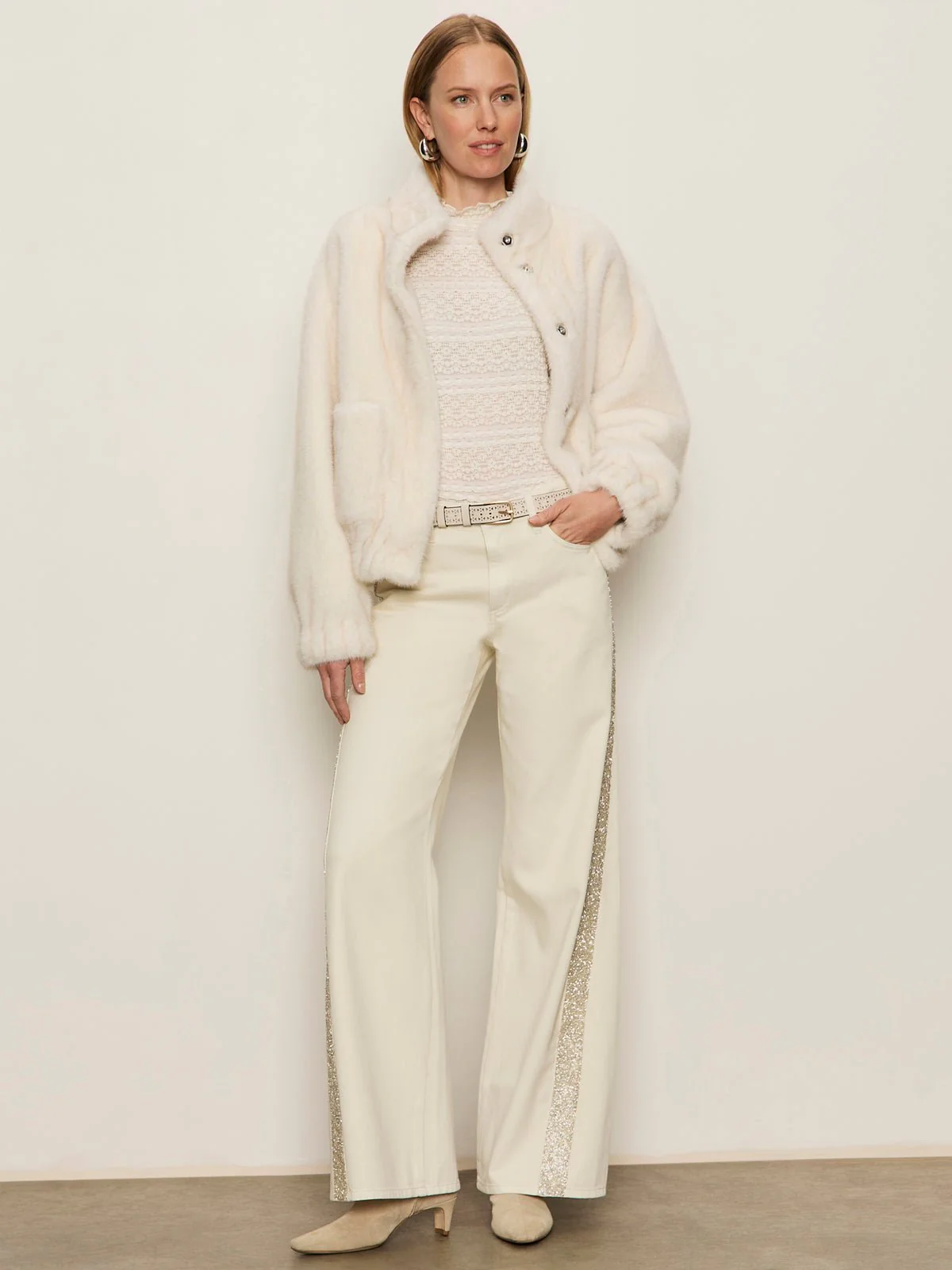 Coco Fur Jacket Almond Cream - Image 5