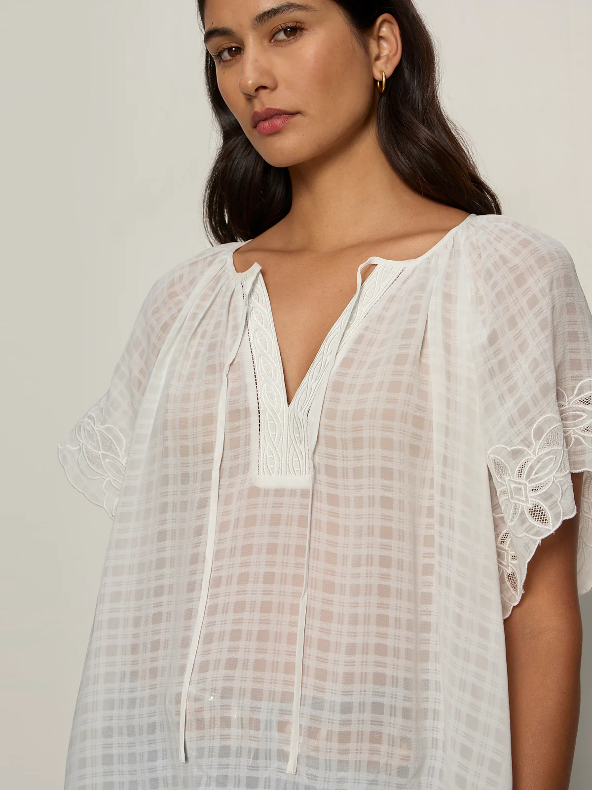 Easy Brunch Embroidered Blouse Chalk - Image 4