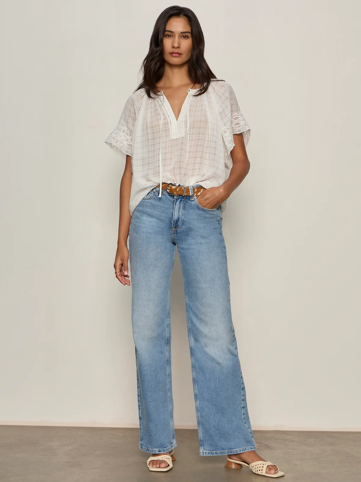 Easy Brunch Embroidered Blouse Chalk - Image 5