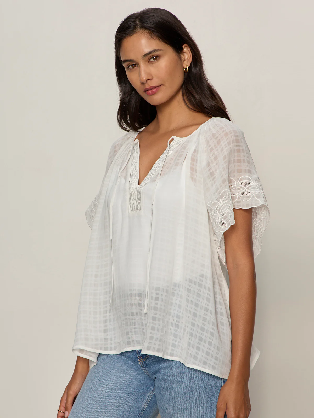 Easy Brunch Embroidered Blouse Chalk - Image 6