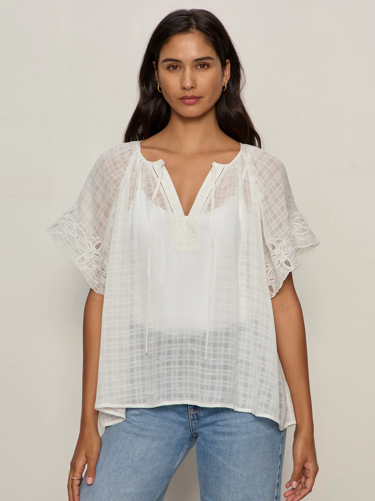Easy Brunch Embroidered Blouse Chalk - Image 7