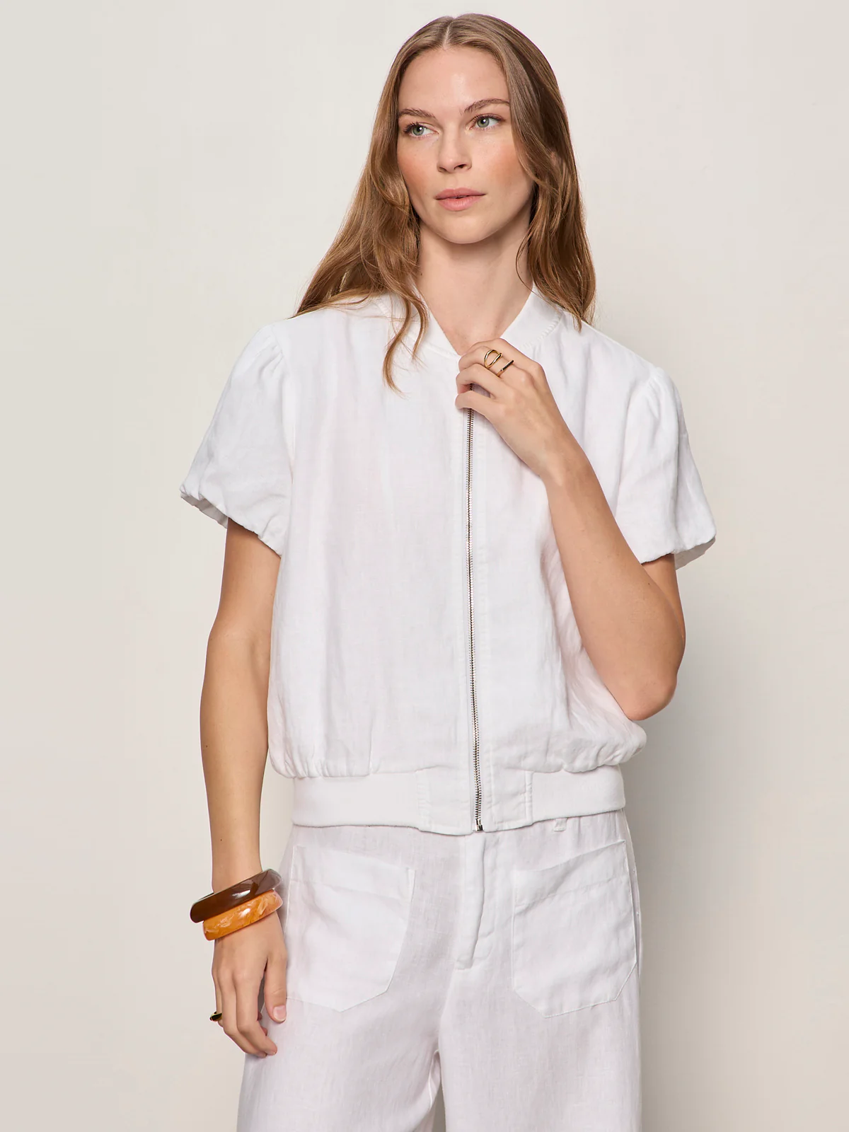 Everly Linen Bomber White - Image 4