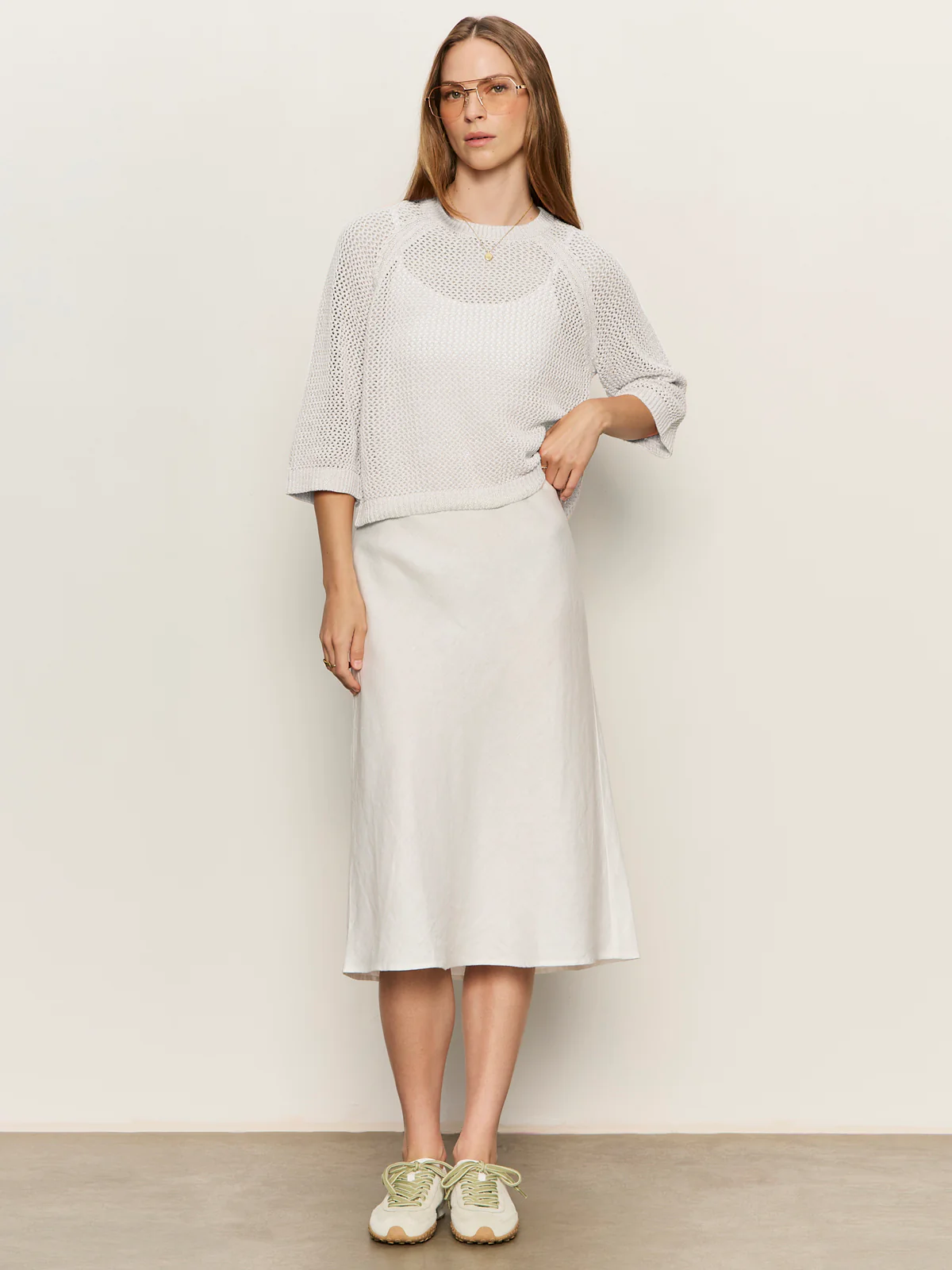 Everyday Linen Slip Skirt White - Image 6