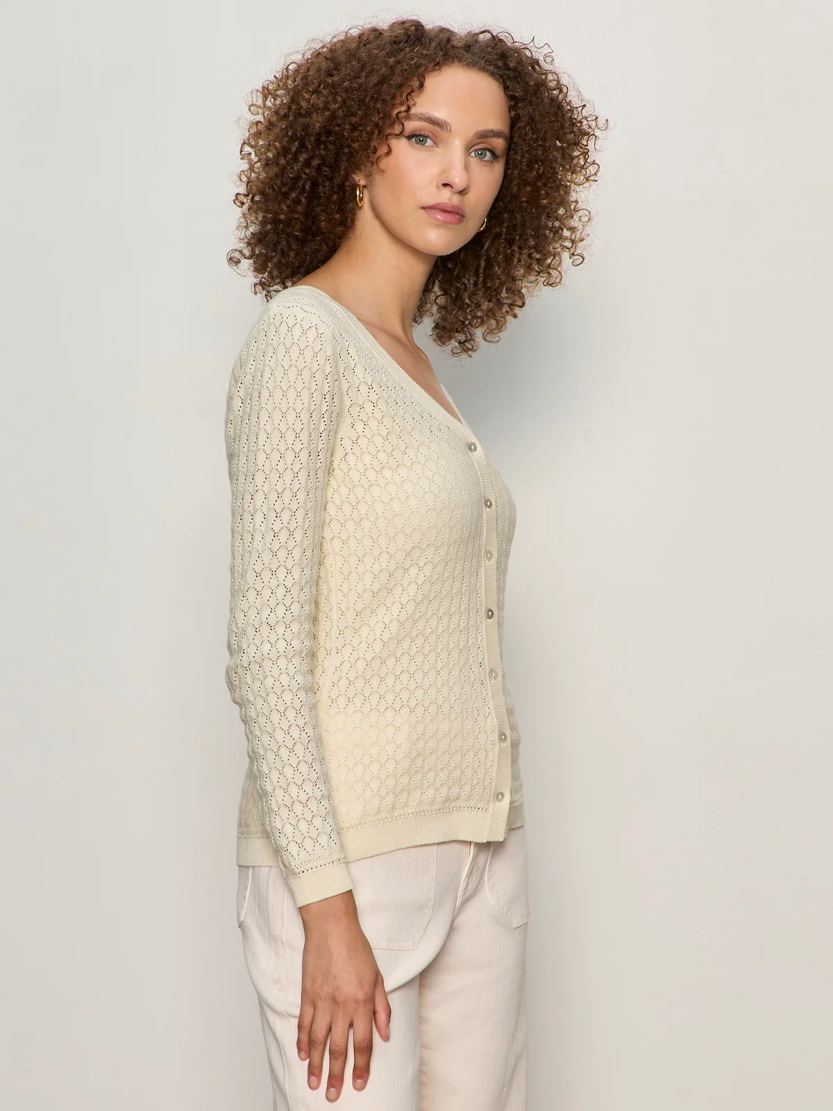 Everyday Pointelle Cardigan Collagen - Image 3