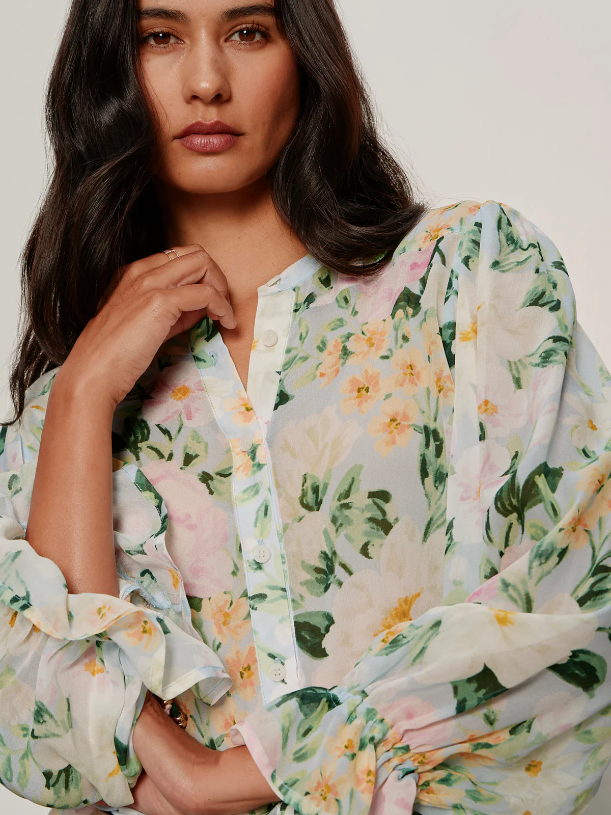 Femme Muse Button Blouse Spring Floral - Image 4