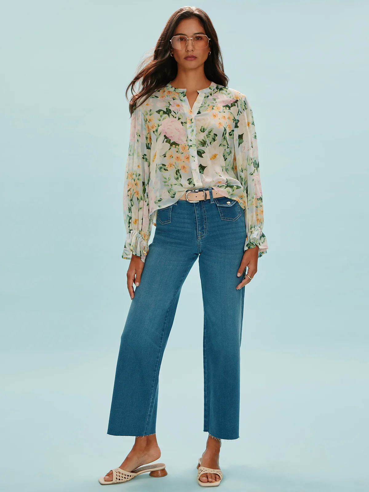 Femme Muse Button Blouse Spring Floral - Image 5