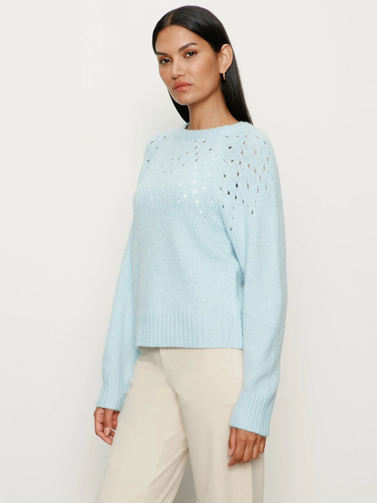 Femme Openwork Sweater Aquamarine - Image 4