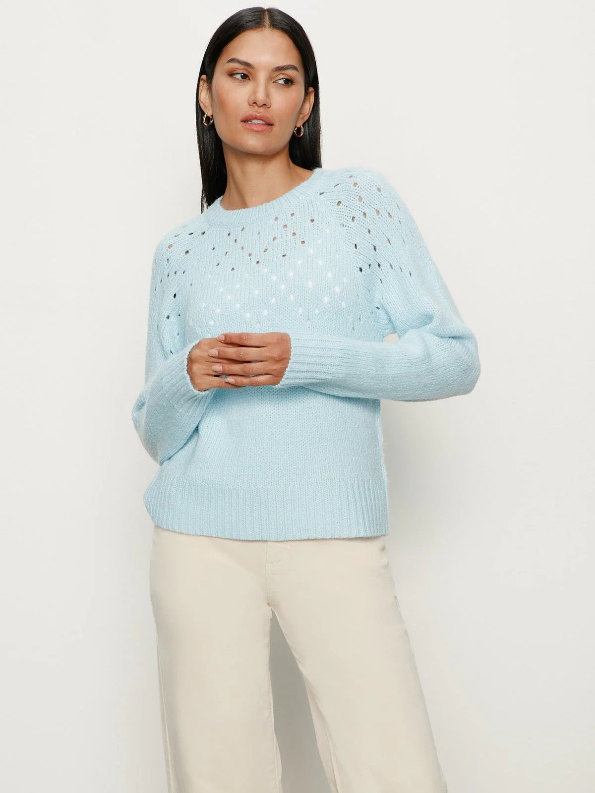 Femme Openwork Sweater Aquamarine - Image 5