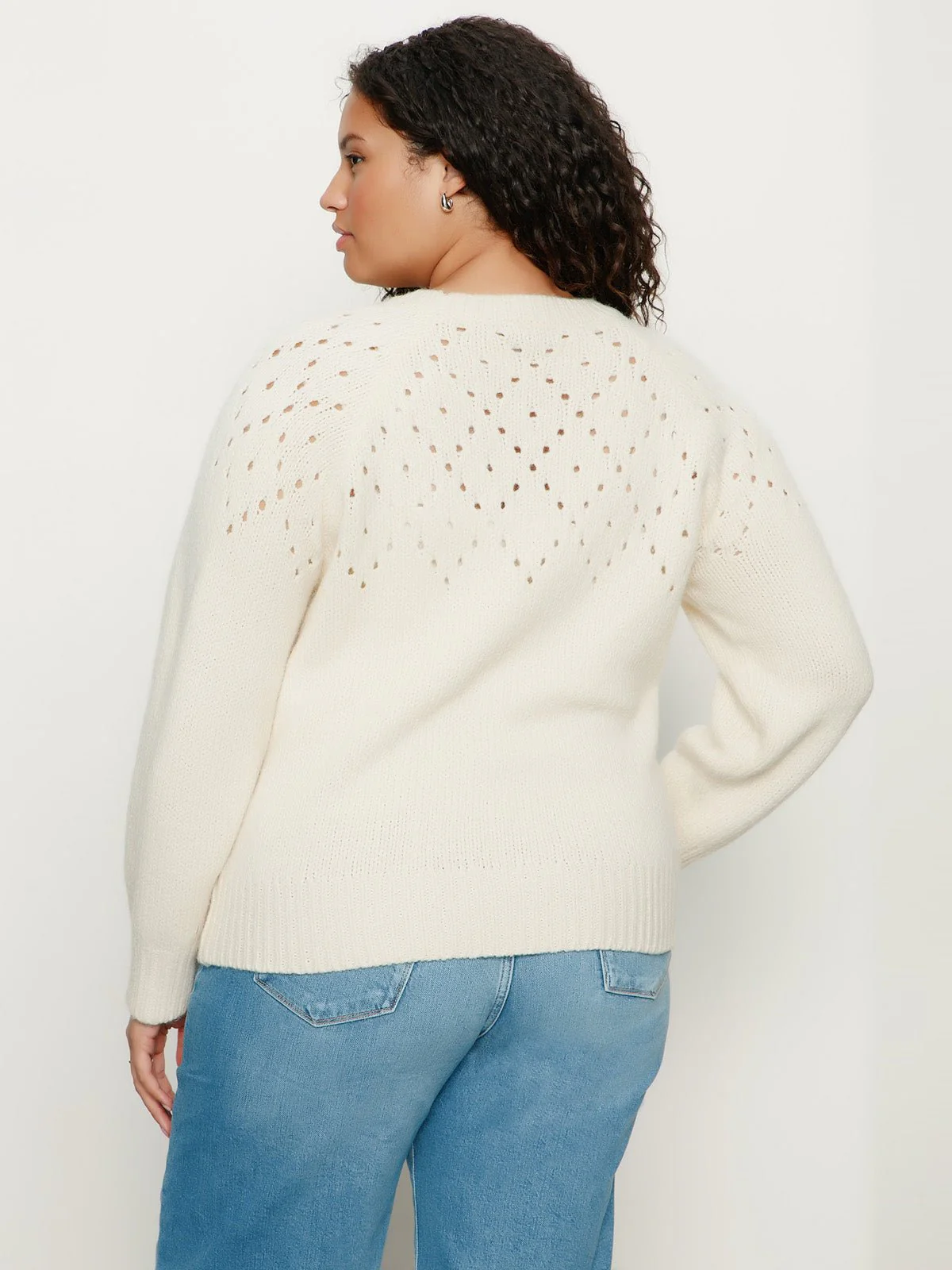 Femme Openwork Sweater Vanilla Creme Extended Sizing - Image 6