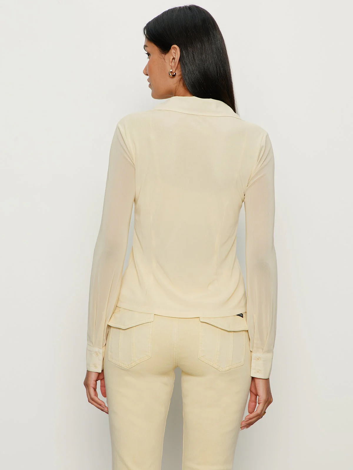 Fitted Mesh Button Down Top Buttercream - Image 3