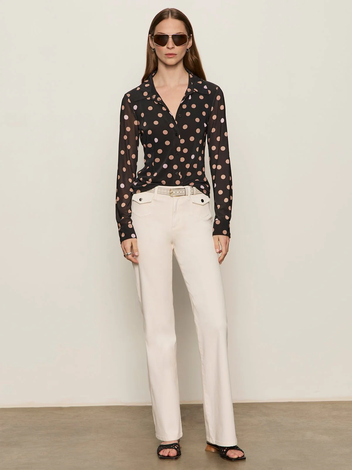 Fitted Mesh Button Down Top Popspot - Image 5