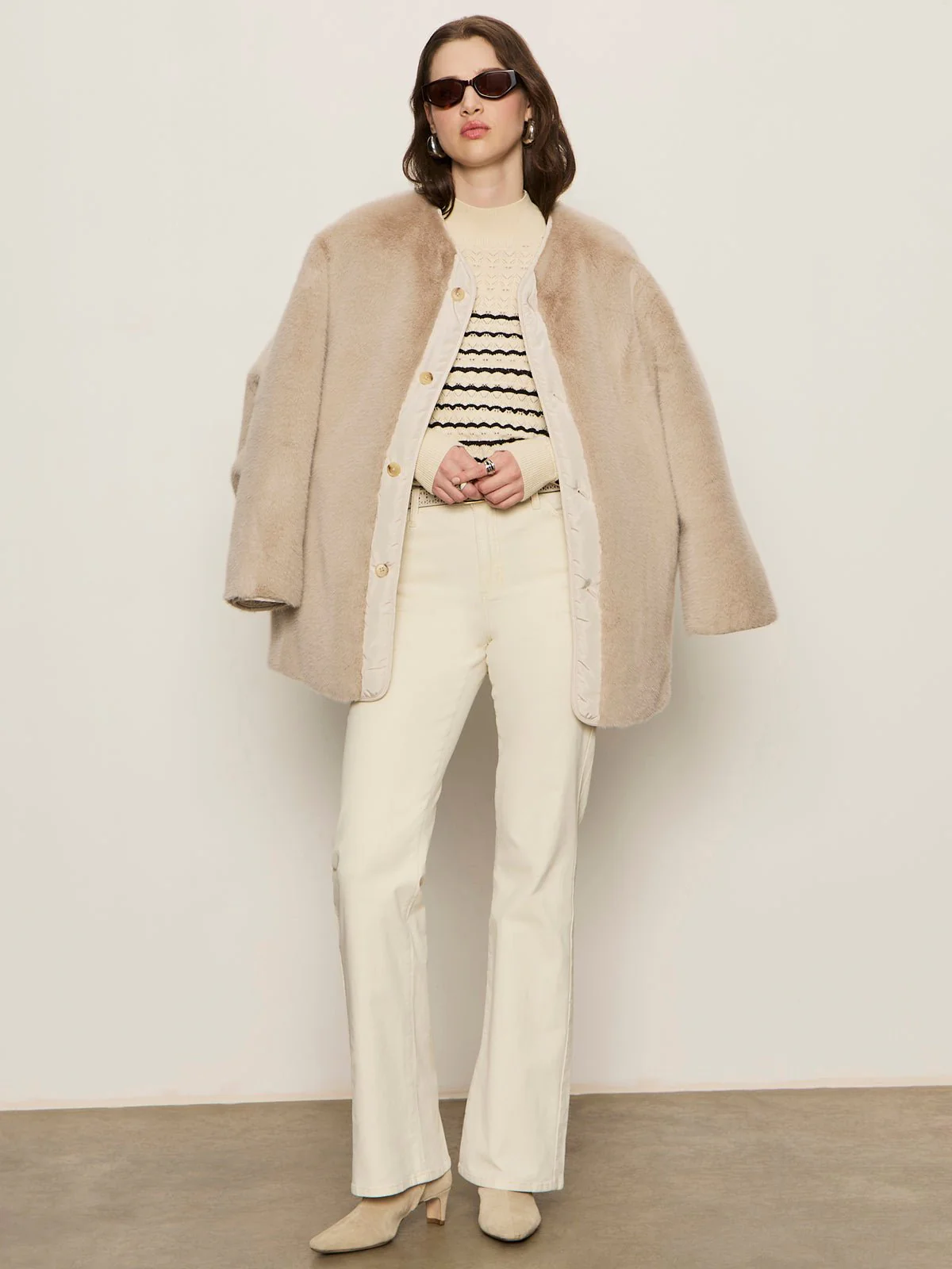 Forever Striped Mock Neck Vanilla Creme With Black Stripe - Image 5