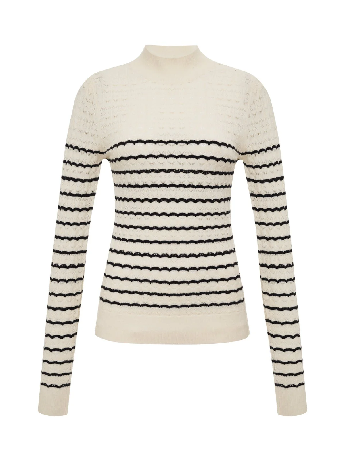 Forever Striped Mock Neck Vanilla Creme With Black Stripe - Image 7