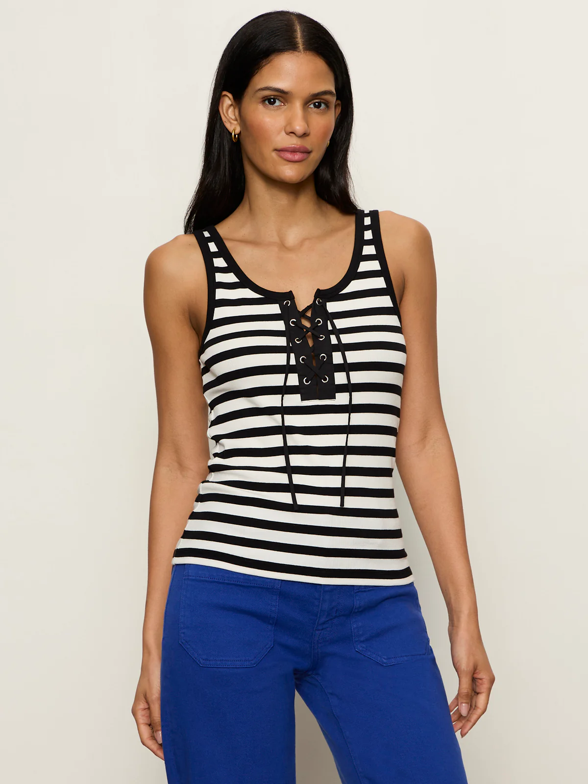 Go-To Lace Up Tank Chalk/Black Stripe - Image 6