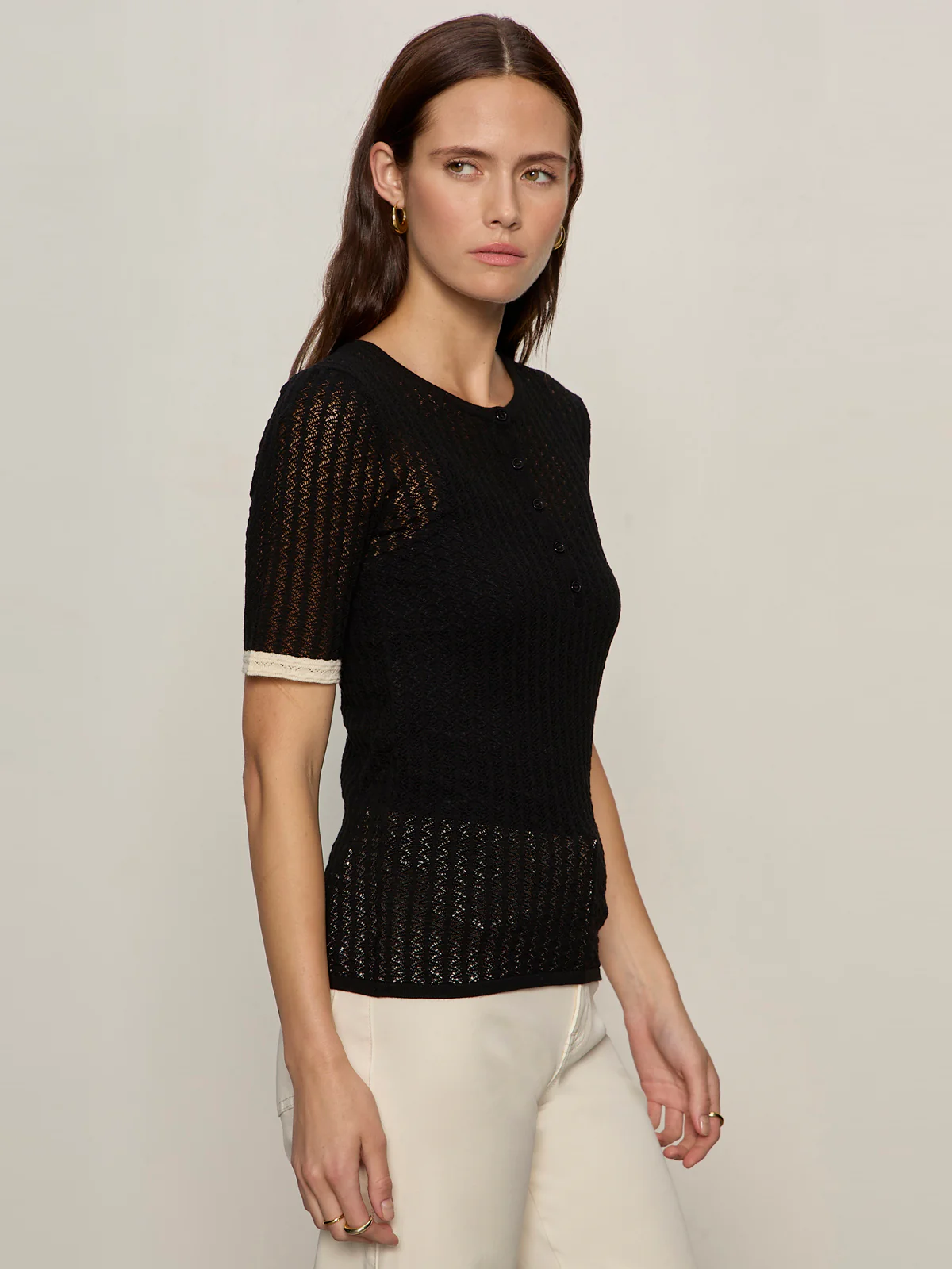 Going Places Pointelle Sweater Black - Image 3