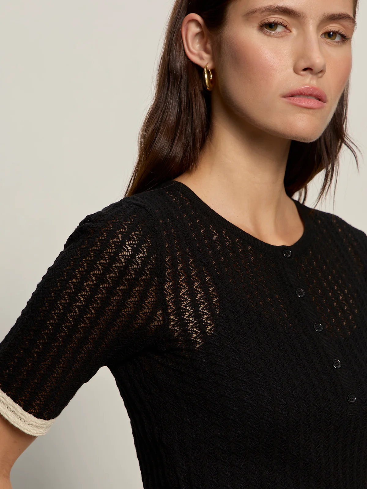 Going Places Pointelle Sweater Black - Image 5