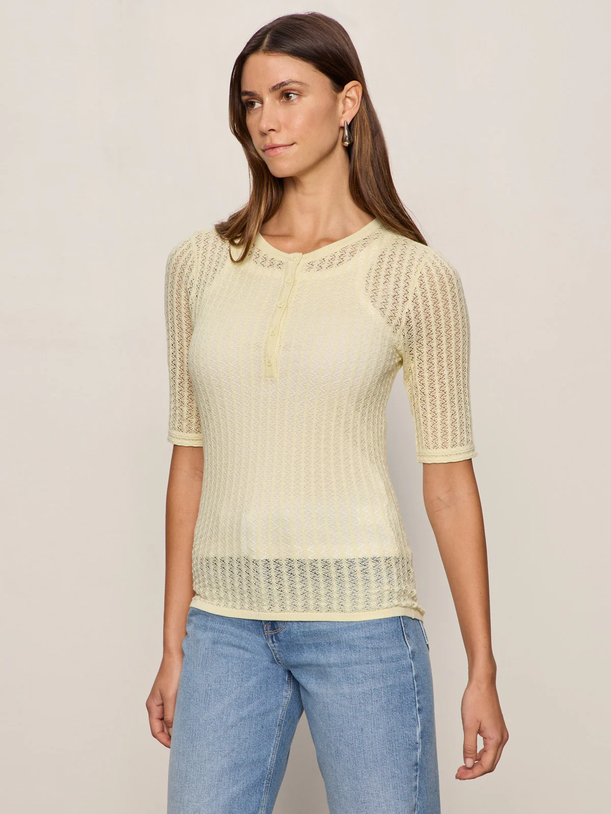 Going Places Pointelle Sweater Lemon Drop - Image 3