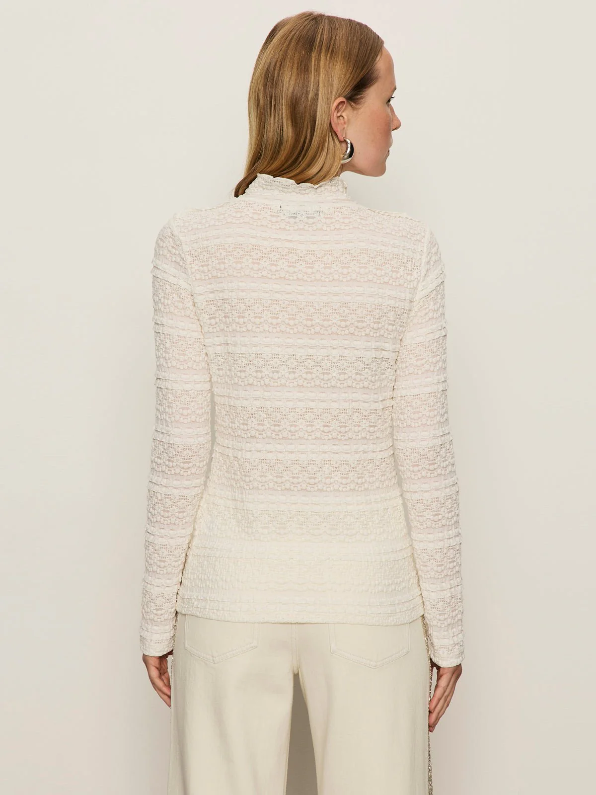 High Crew Lace Tee Chalk - Image 5