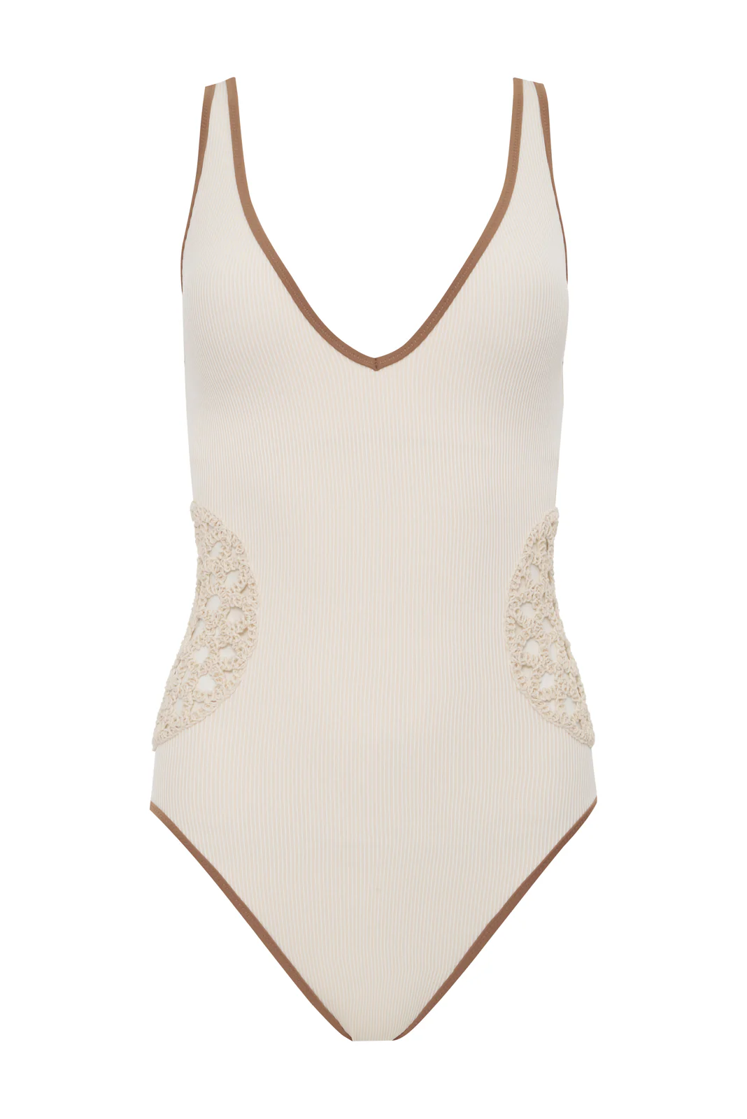 High Leg Scoop Neck One-Piece White Sand - Image 6