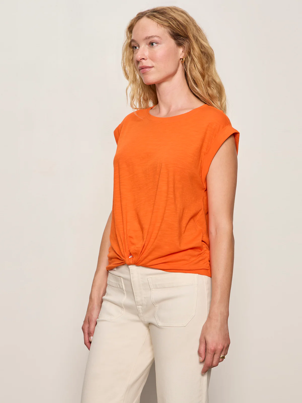 Knotted Muscle Tee Hibiscus Orange - Image 3