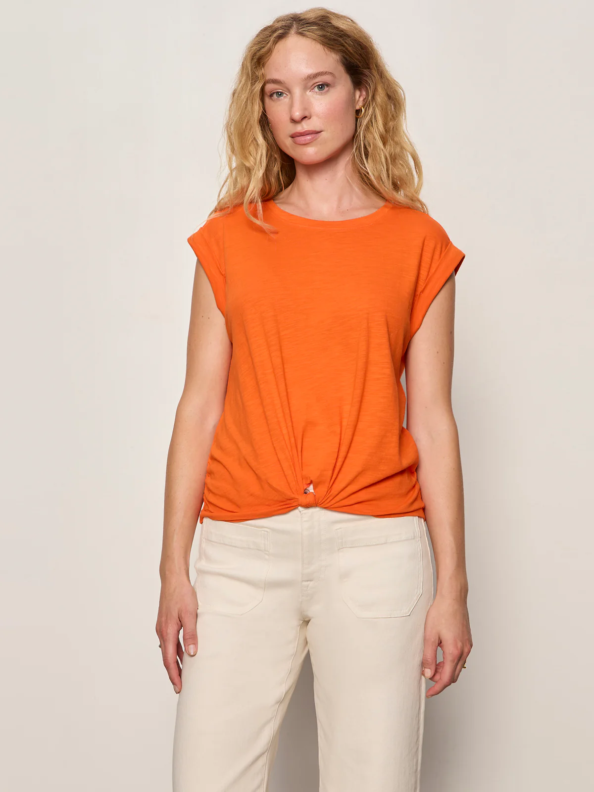 Knotted Muscle Tee Hibiscus Orange - Image 4