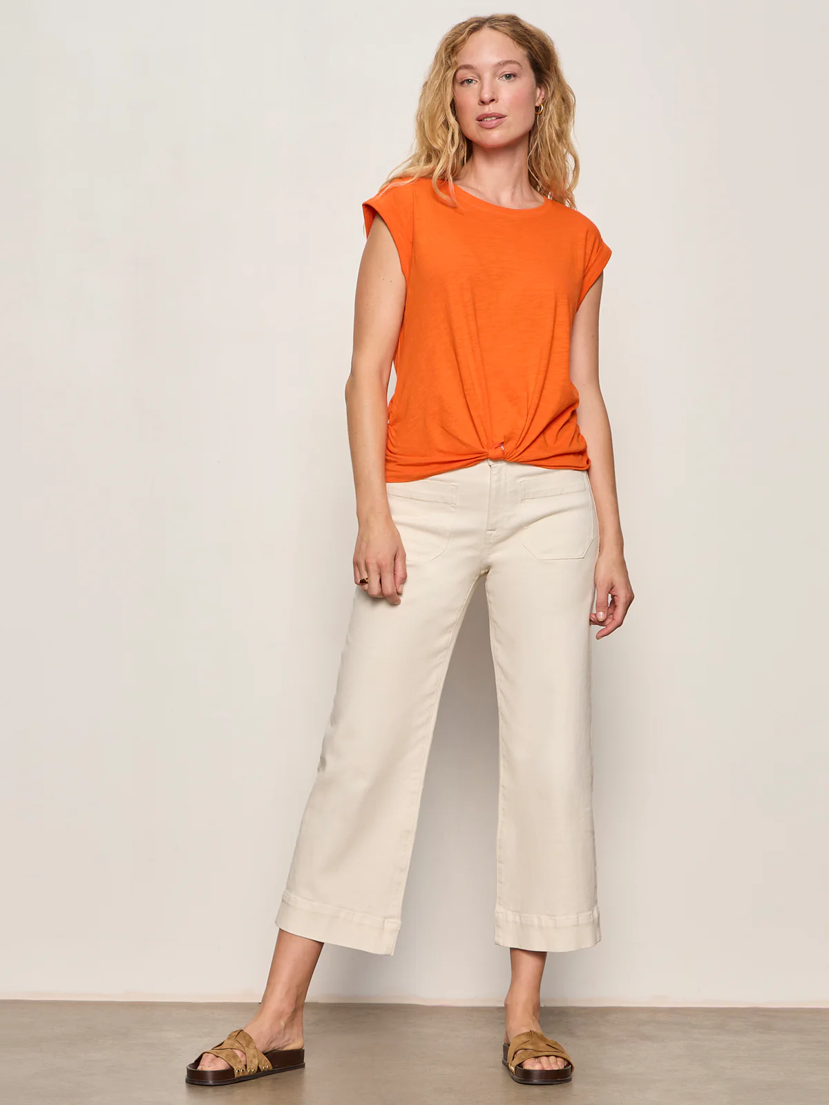 Knotted Muscle Tee Hibiscus Orange - Image 6