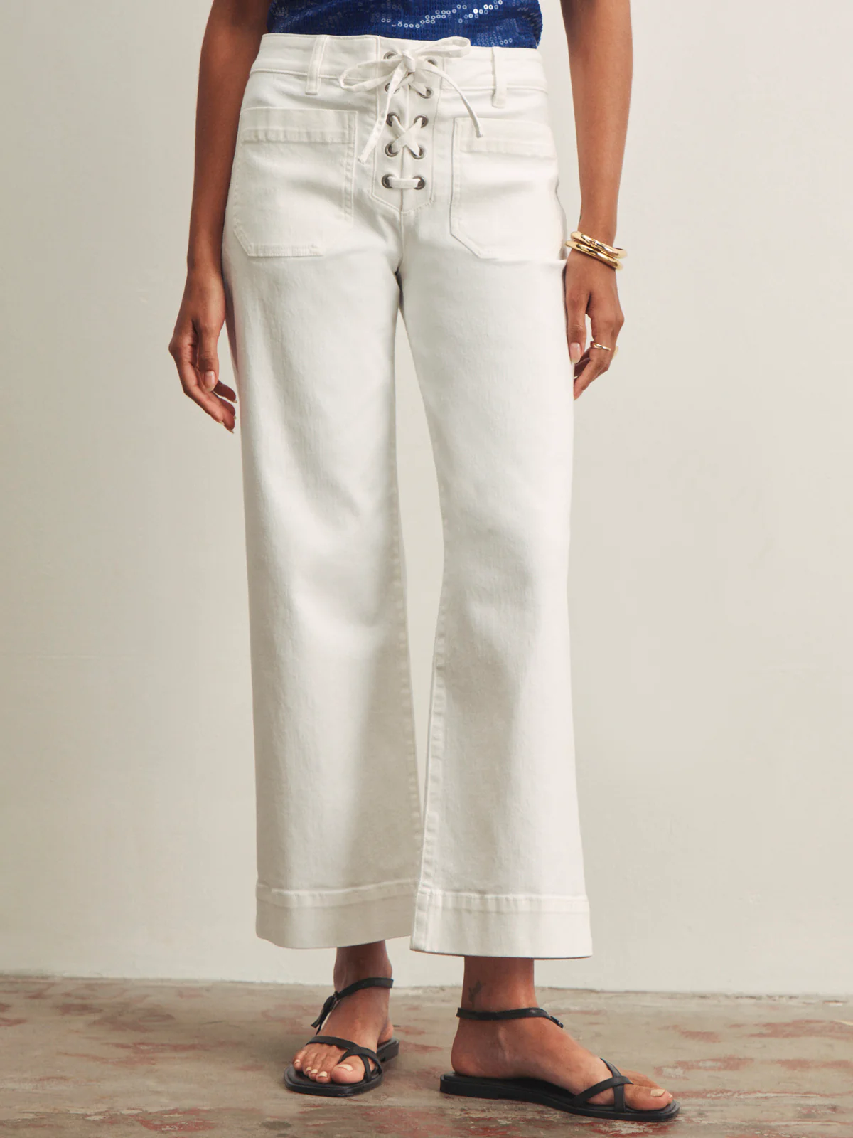 Lace Up Marine Jean Chalk - Image 2