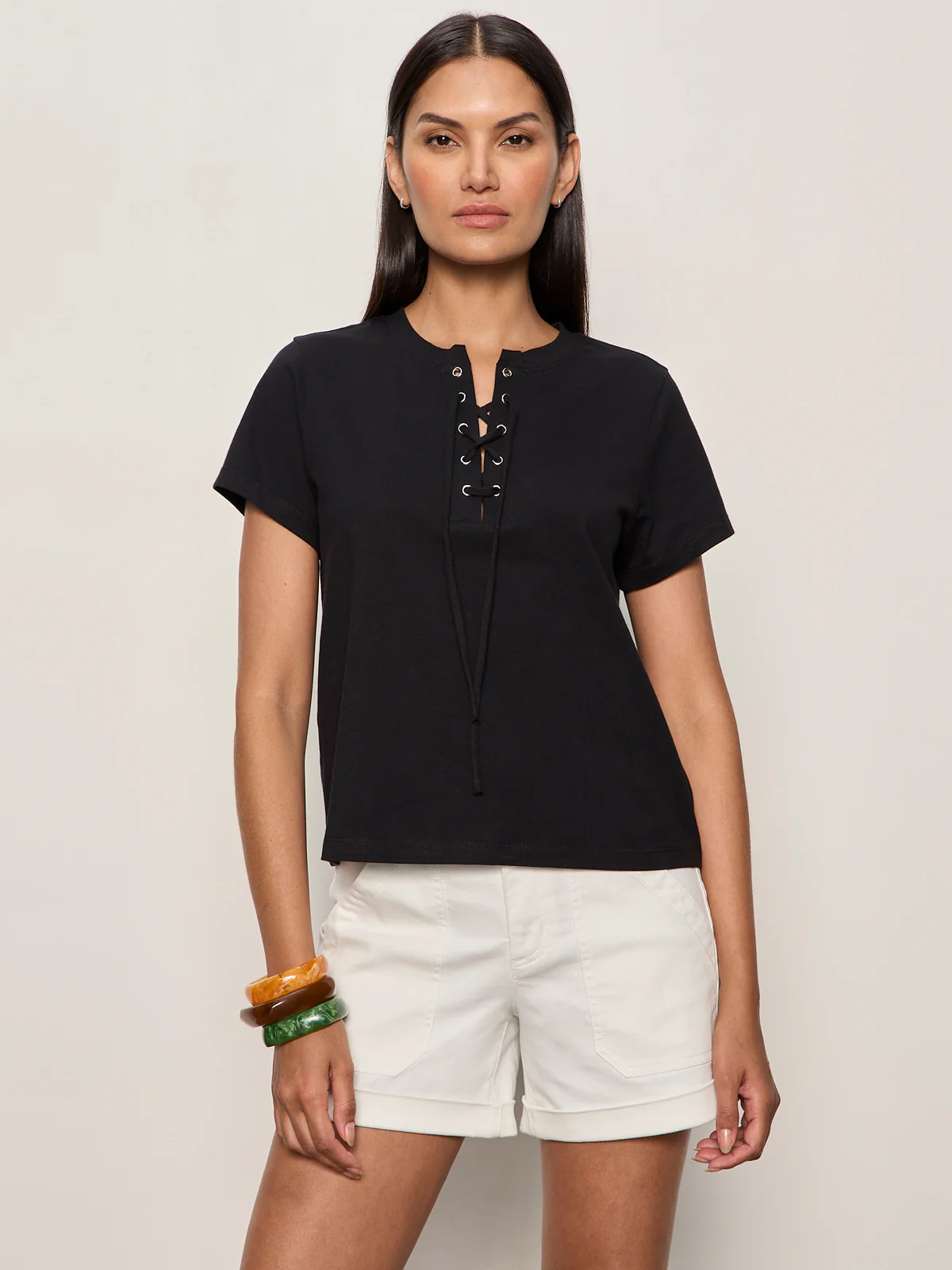 Lace Up Timeless Tee Black - Image 3