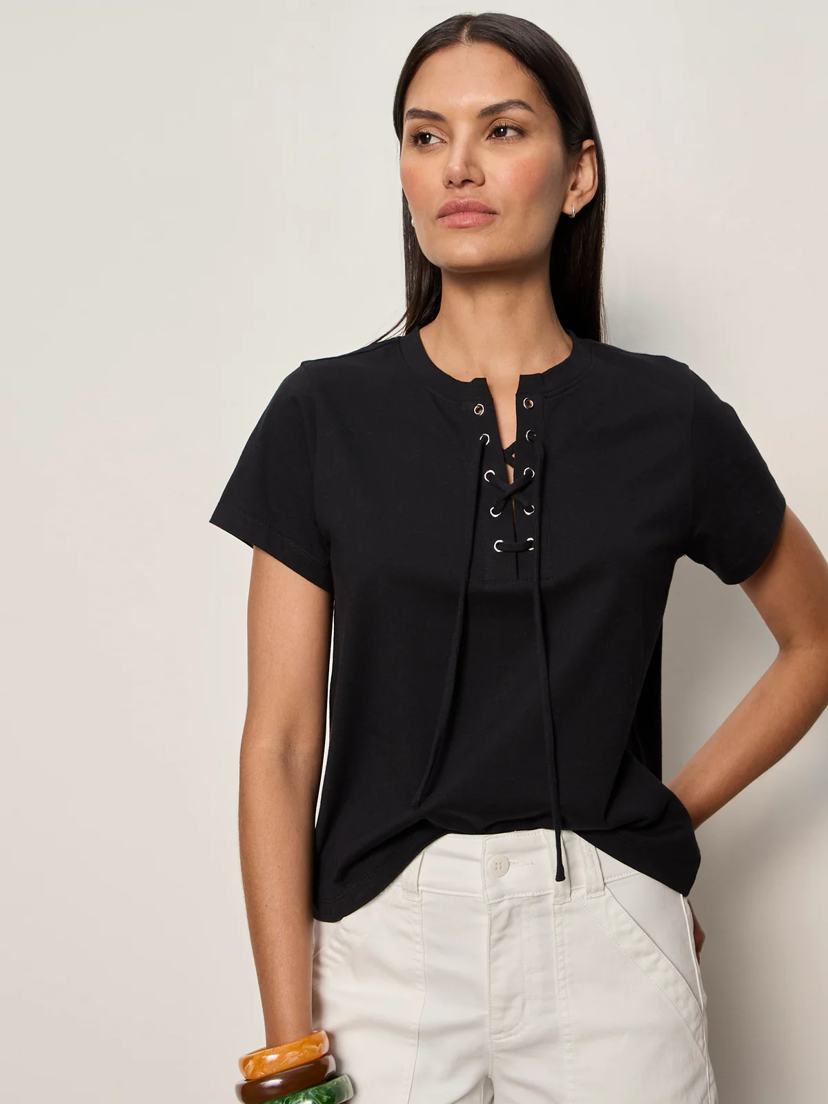 Lace Up Timeless Tee Black - Image 4