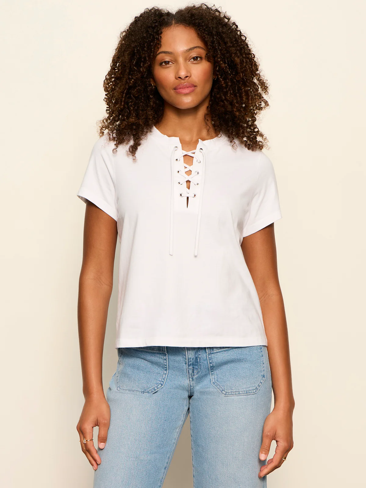 Lace Up Timeless Tee White - Image 5