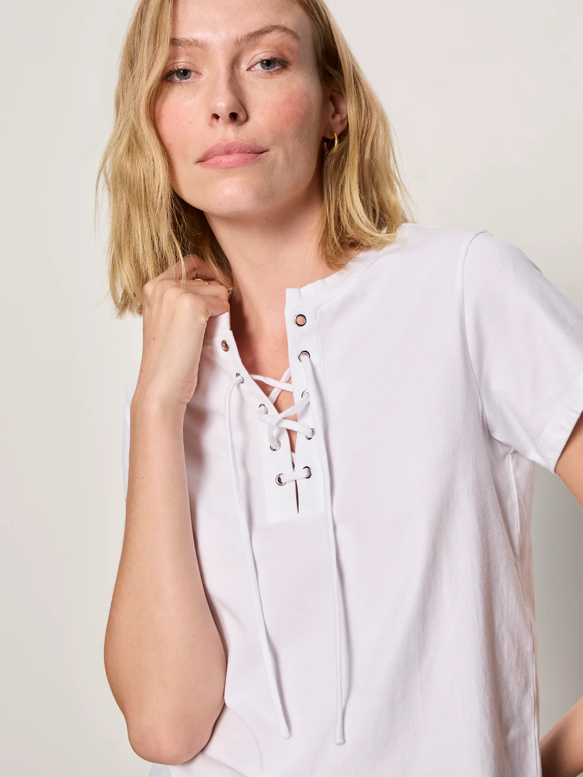 Lace Up Timeless Tee White - Image 7