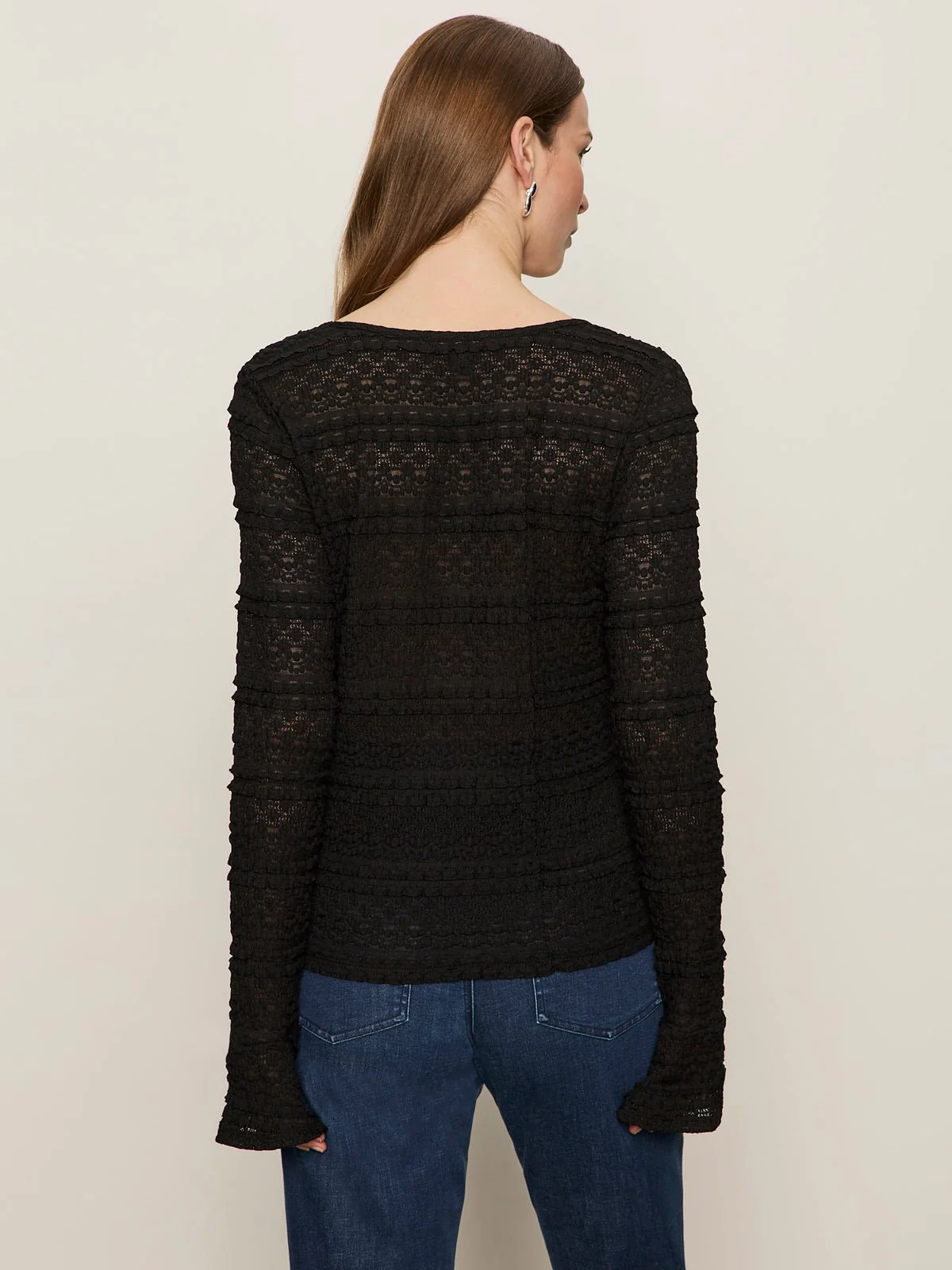 Lovely Lace Button Front Top Black - Image 4