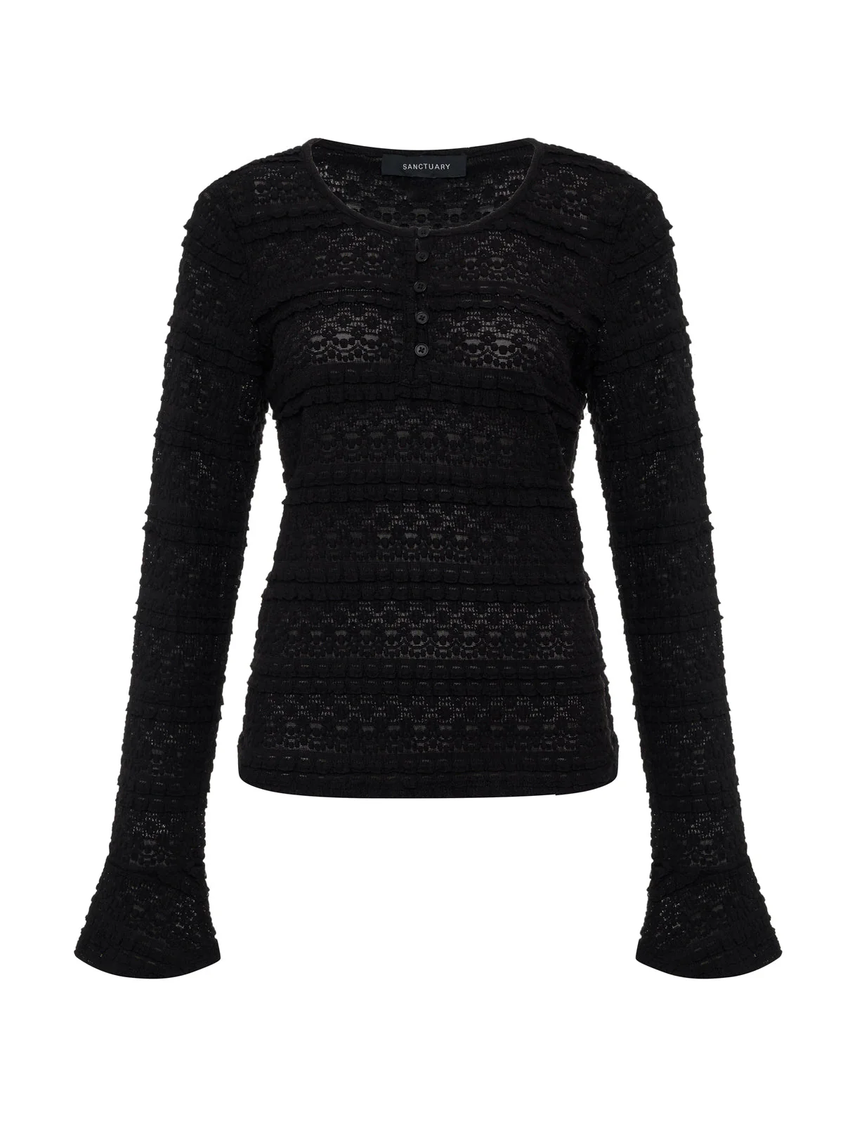 Lovely Lace Button Front Top Black - Image 9
