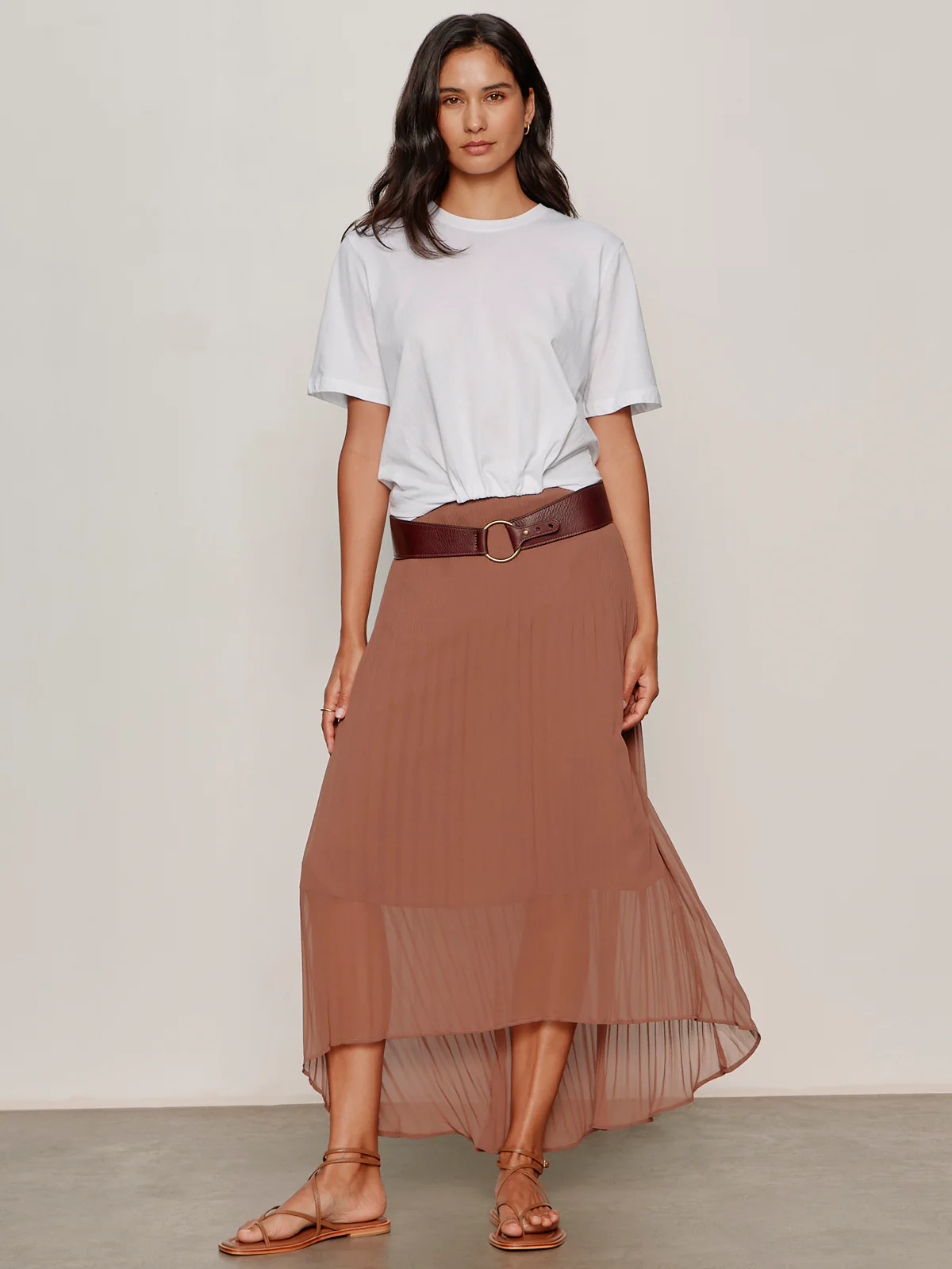 Meant To Be Pleated Midi Skirt Mud Bath - Image 5