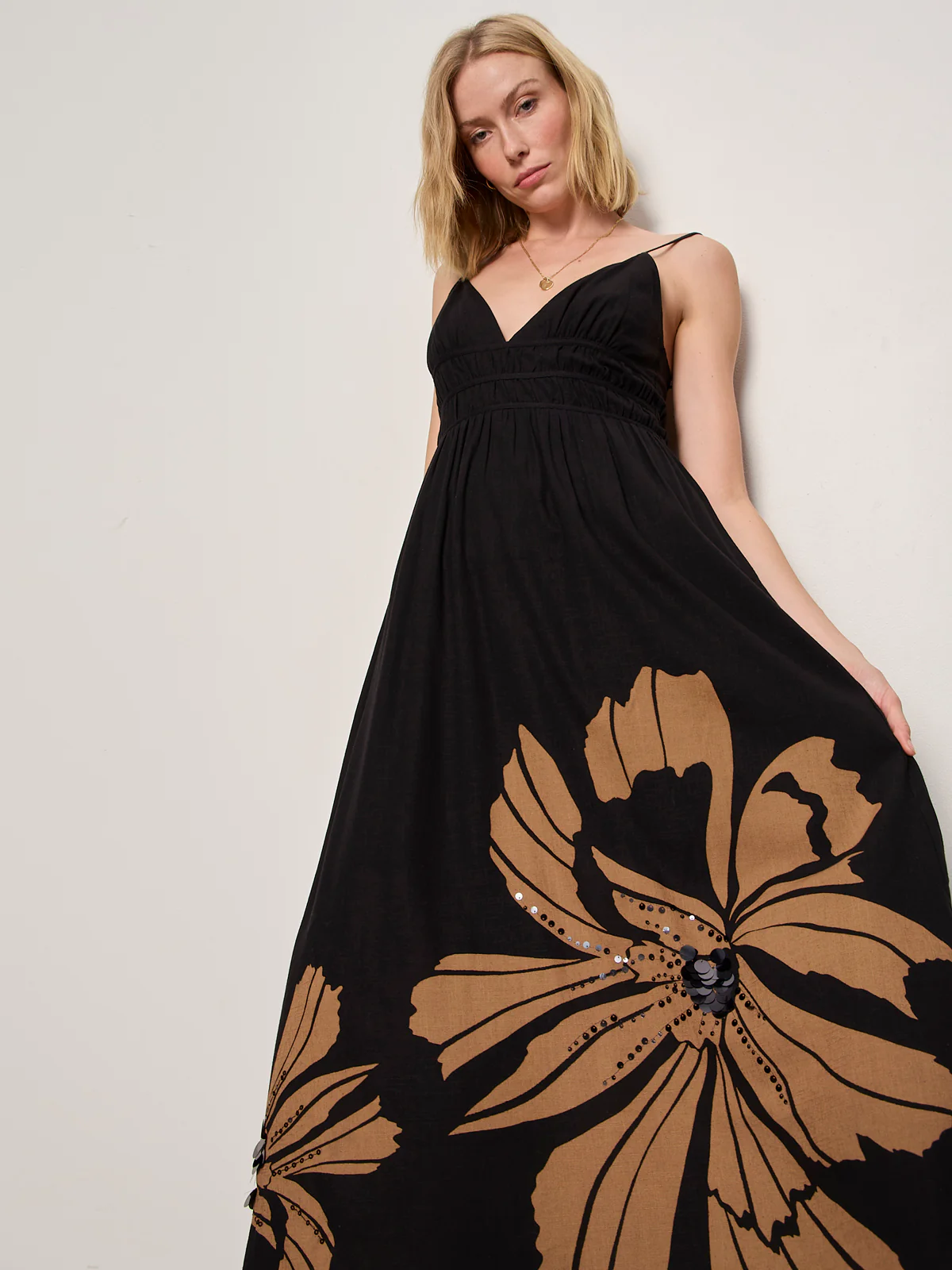 Mira Embellished Volume Dress Macro Lotus - Image 5