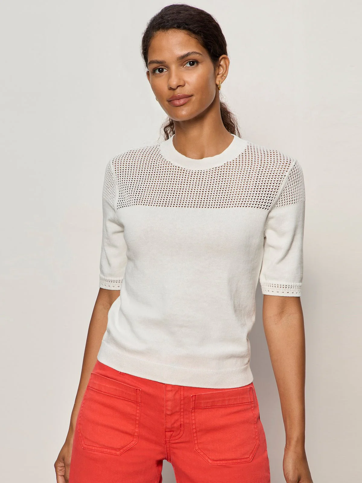 Mix Stitch Tee Chalk - Image 3