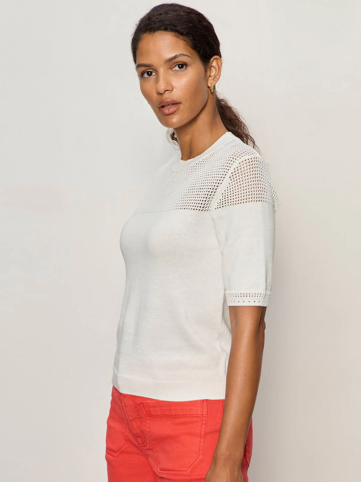 Mix Stitch Tee Chalk - Image 4
