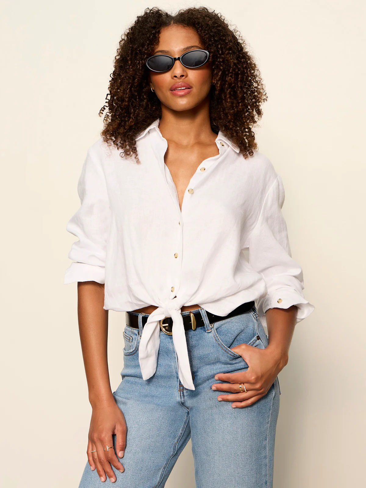 More Love Linen Tie Top White - Image 4